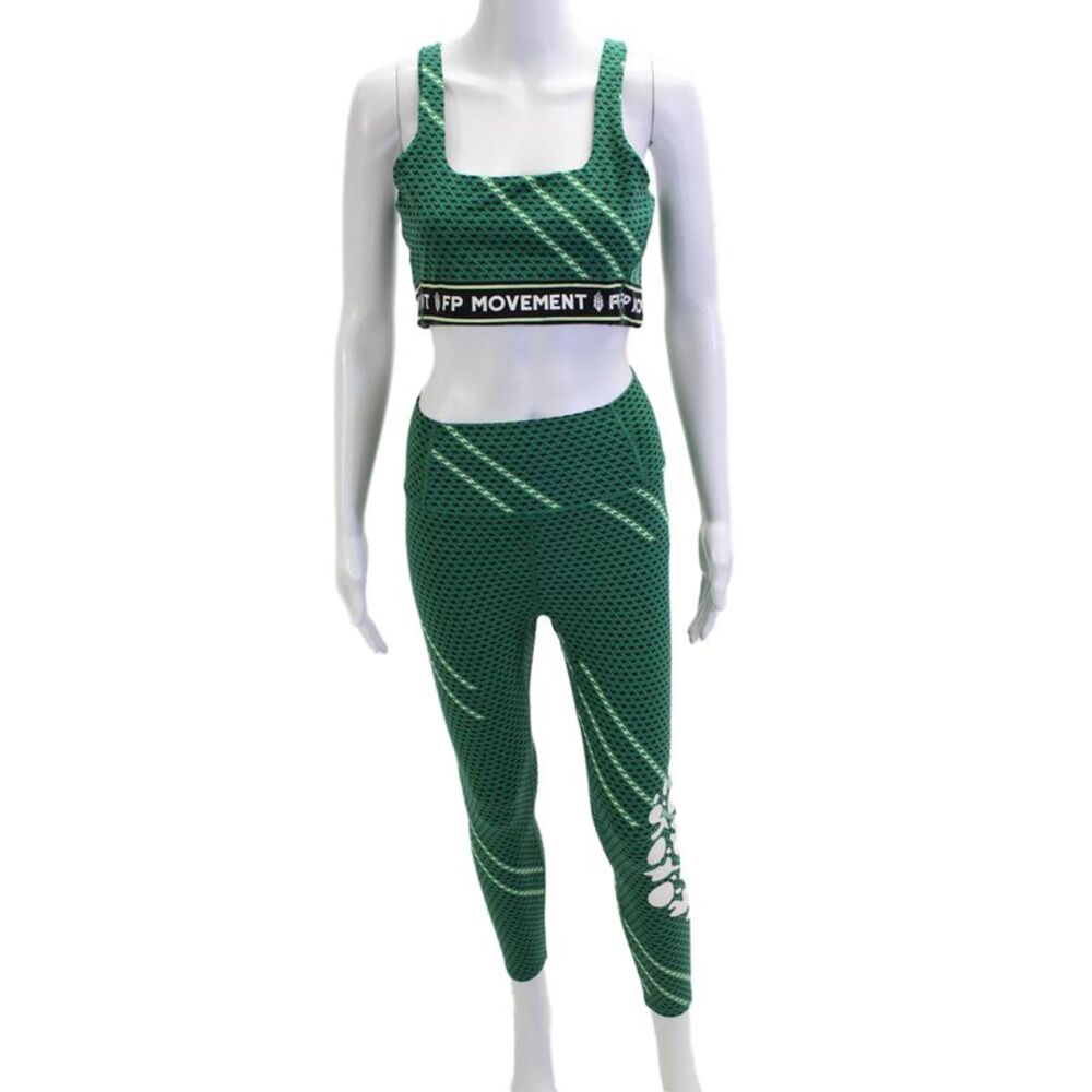FP Movement Womens Ankle Leggings Green Geometric 79% Nylon 21% Elastane Size M